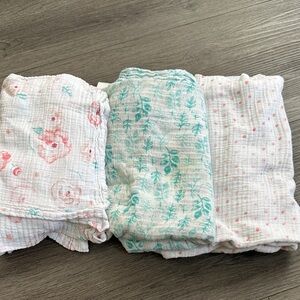 aden + anais Pink and Teal Muslin Wraps 3 pack